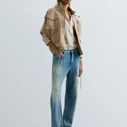 LIIVAKARVA LÜHIKESTE VARRUKATEGA JAKK